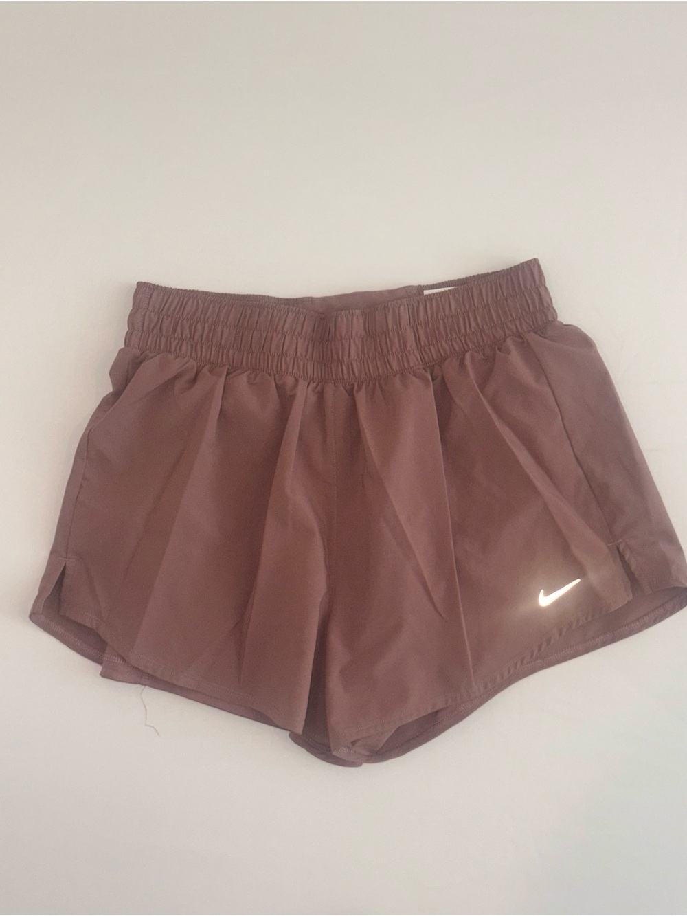 Nike Women's Maroon Dri Fit Double Lined Athletic Shorts with Reflective Swoosh